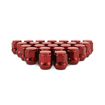 Mishimoto Steel Lug Nuts, M14x1.5, Acorn Seat, 24pc Set, Red