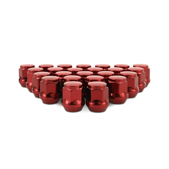 Mishimoto Steel Lug Nuts, M14x1.5, Acorn Seat, 24pc Set, Red