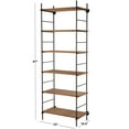 thumbnail image 3 of DecMode 33" x 87" Brown Wood Rectangular 6-Tier Shelving Unit with Black Metal Ladder Frames, 1-Piece, 3 of 9