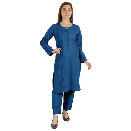 Moomaya Solid Kurta Pajama Set For Women Ethnic Set Full Sleeve Indian Formal Cotton Clothing