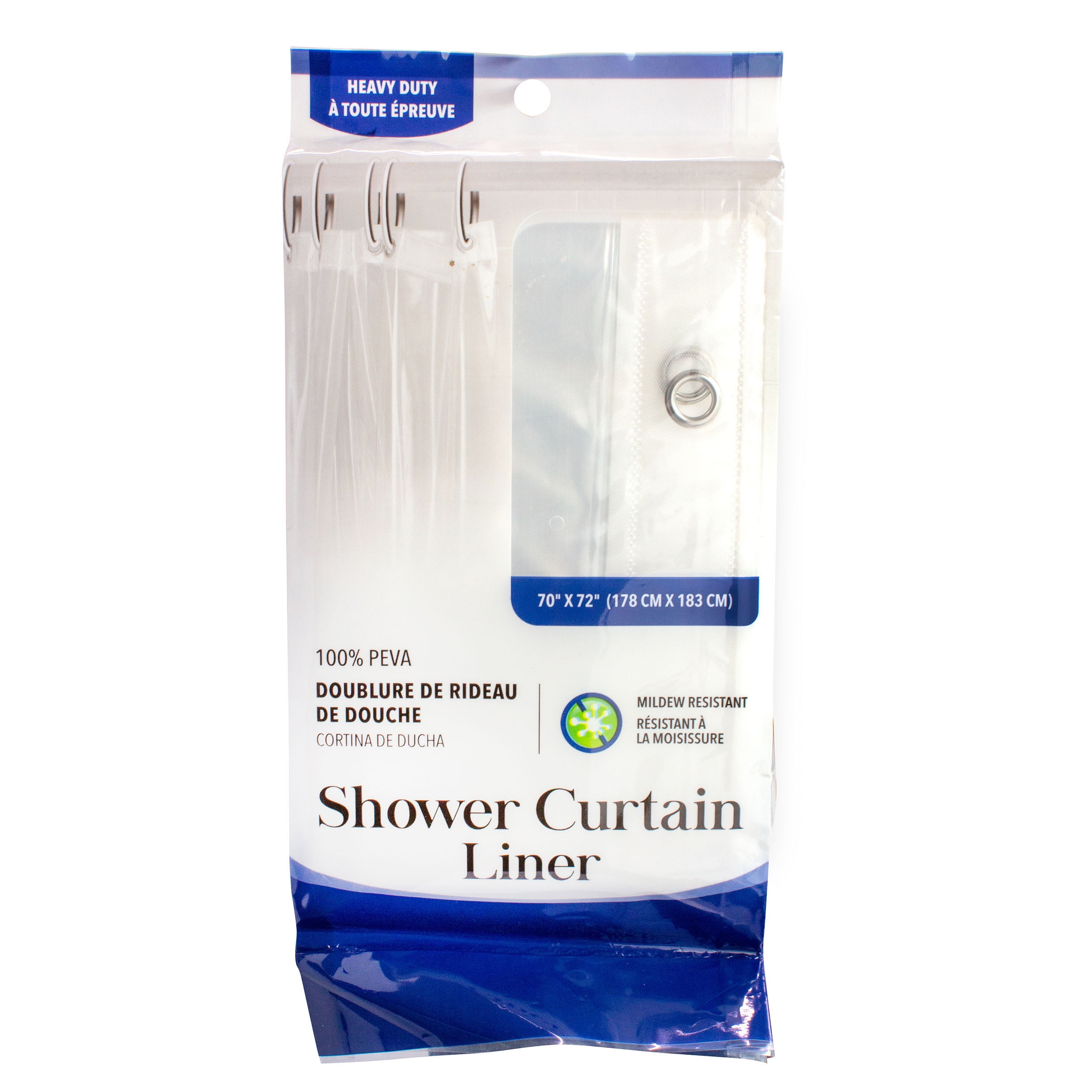 100 PEVA Heavy Duty Clear Shower Curtain Liner (70" x 72") 1 Pack / 1