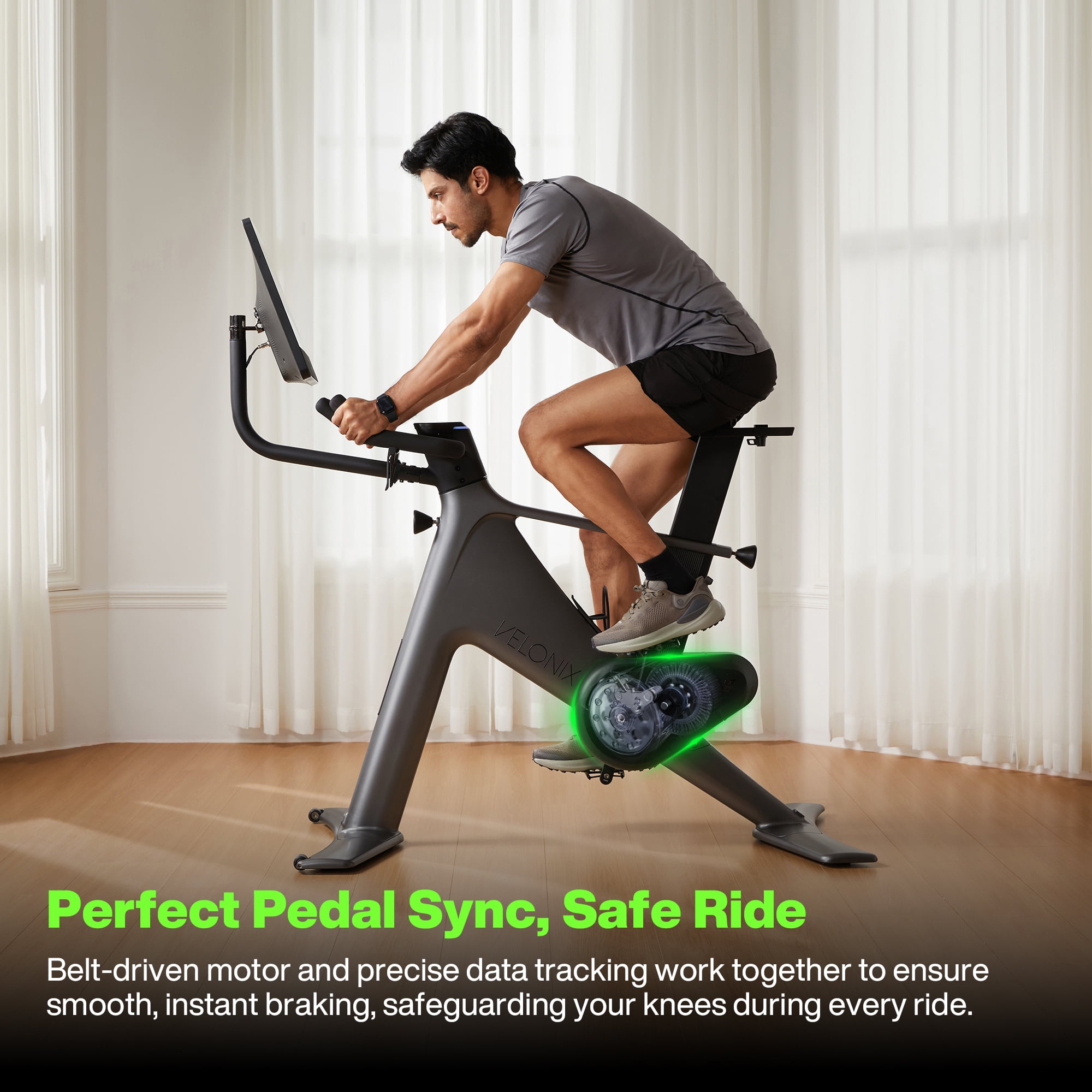 VeloNix Exercise Bike, Smart AI Fitness Bike with Personalized Fitness Courses & Online Cycling Coaching, 21.5" Screen, Solid Design, Low-Noise Cycling Bike, Stationary Bikes for Indoor Gym
