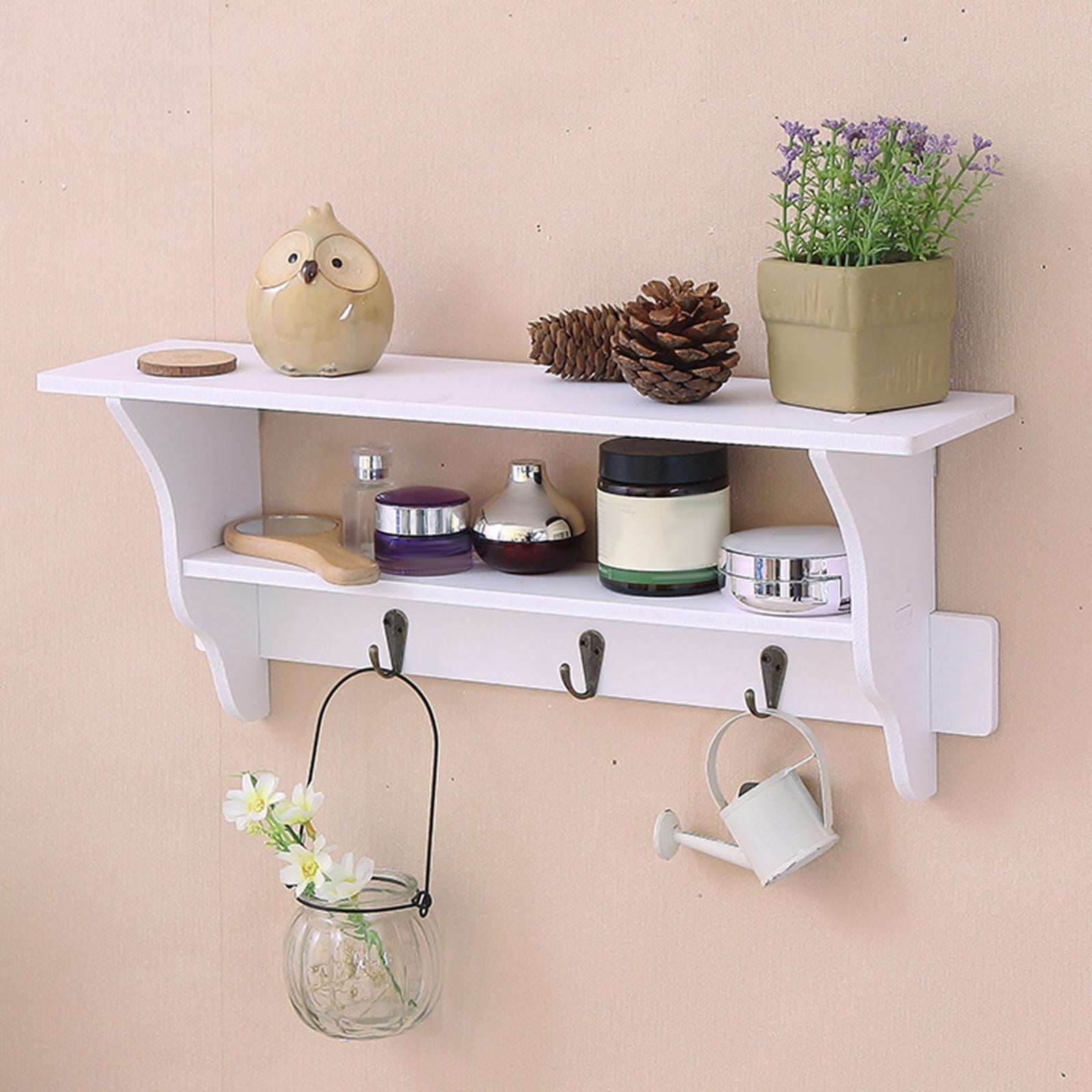 Wooden shelf with coat hooks hotsell