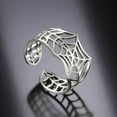 thumbnail image 4 of Gothic Art Deco Spider Web Ring Stainless Steel Cybergoth Band, 4 of 5