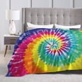 thumbnail image 4 of Tie Dye Throw Blanket for Couch Sofa Bed 80" X 60", Queen Size Fuzzy Soft Plush Throws for Adults, Lightweight Cozy Summer Autumn Blankets All Seasons, 4 of 6