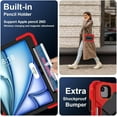 thumbnail image 2 of FIEWESEY case for iPad Air 11 inch (M2) 2024 / Air 6th Generation Case, Shockproof Protective Case with Pencil Holder, 360° Rotate Stand Case with Hand/Shoulder Strap Case (Red/Black), 2 of 7