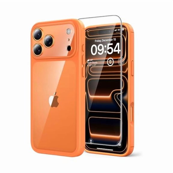 1997 for iPhone 17 Pro Case, Full Camera Protection with Screen Protector, Anti-Yellowing Military-Grade Protection Shockproof Slim Phone Case for iPhone 17 Pro, Orange