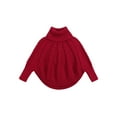 thumbnail image 2 of Qiylii Girls Solid Color Sweater, Turtleneck Batwing Sleeves Cloak Top, 2 of 8