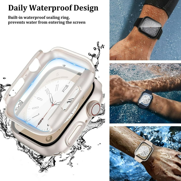 2 Pack Waterproof Case Compatible with Apple Watch 44mm SE 2nd Gen Series 6 5 4 with Tempered Glass Screen Protector Full Protective Hard PC Bumper Case Face Cover for iWatch 44 mm Clear Walmart