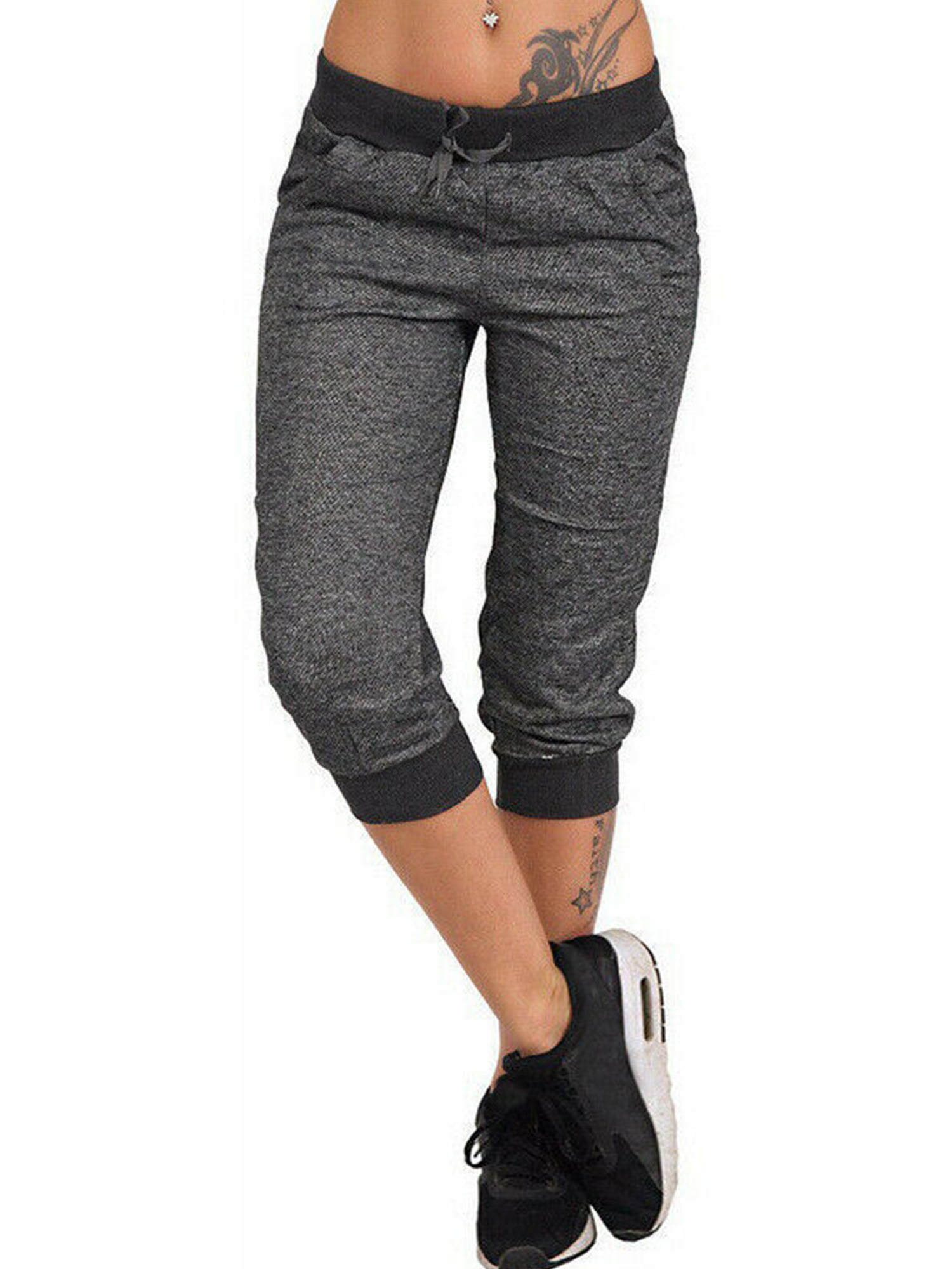 Details about   Womens 3/4 Capri Yoga Pants Pockets Leggings Trousers Sports Cropped Fitness Gym 