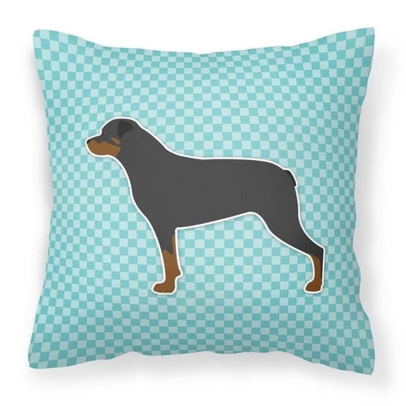 Carolines Treasures BB3766PW1818 Rottweiler Checkerboard Blue Fabric Decorative Pillow