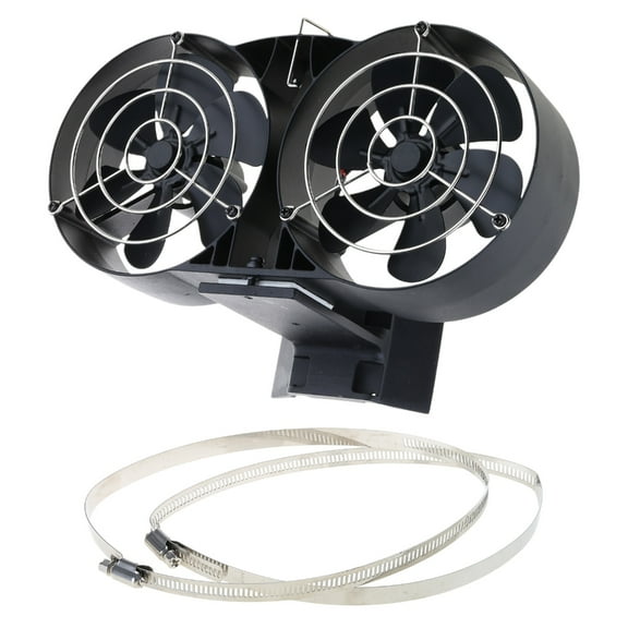 Heat Powered Stove Fan Double Head Fan with Protective Cover Efficient Heat Distribution for Cozy Homes