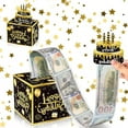 thumbnail image 3 of Happy Birthday Money Box for Cash Gift Pull, Black and Gold DIY Birthday Money Gift, Surprise Money Box for Cash Gift Pull, Creative Way to Give Cash Gifts, 3 of 10