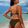 thumbnail image 4 of 2 Piece Swimsuit for Women, Womens Bathing Suits, Women's 2 Piece Swimsuit Bikini Sets Double Shoulder Straps Solid Color Cute Triangle Bathing Suit Summer Beach Swimwear, Coffee L, 4 of 5