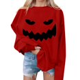 Wangxldd Halloween Pumpkin Sweater Womens Pumpkin Face Graphic Long