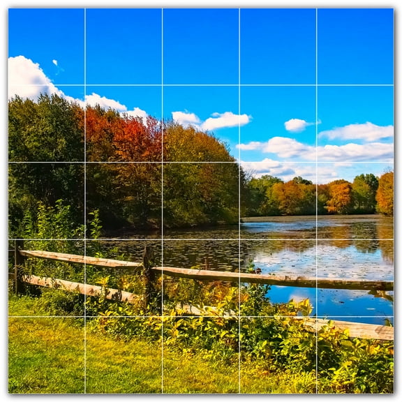 Picture-Tiles.com: Lakes Ceramic Tile Wall Mural WAL500810-55S. 21.25"W x 21.25"H using (25) 4.25" x 4.25" Ceramic Tiles-Satin Finish