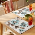 thumbnail image 4 of Placemat Set of 4 Teal Flowers Vintage Plant Placemats for Dining Table Leaves Butterfly Washable Table Mats for Kitchen and Party Decor Indoor & Outdoor Use, 4 of 8