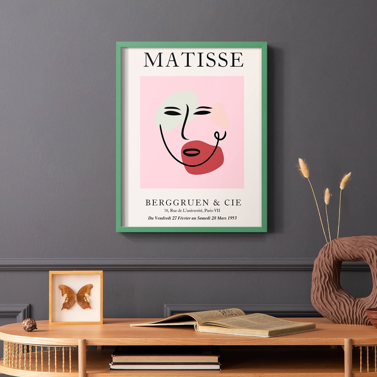 Matisse CDXCV in Green Solid Wood Framed Print No Nail Hanging
