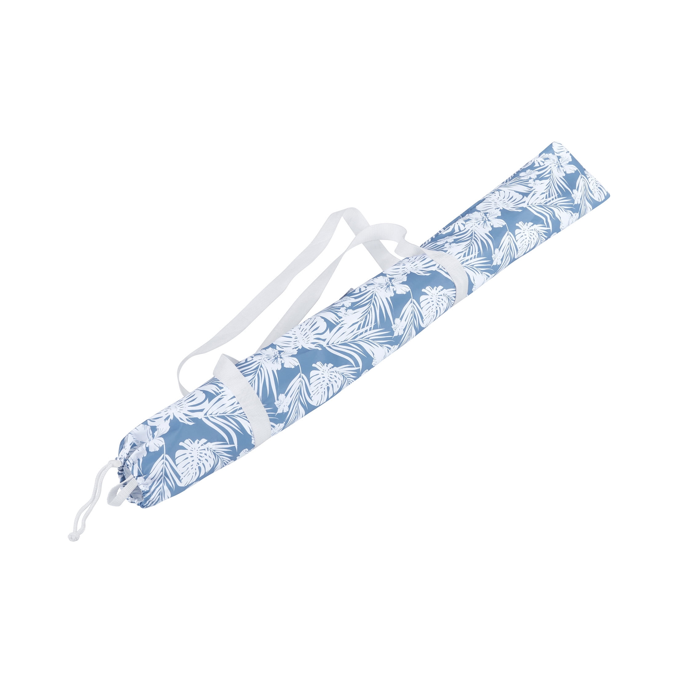 Mainstays 7.5 ft Resort Beach Umbrella with Sand Anchor and Tilt, Blue Palm Design