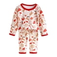 thumbnail image 1 of Ccpelsie Pyjama 2 Pcs pour Tout-Petit Garçon Printemps Automne Hiver Tenue de Nuit Ensemble de Pjs Col Rond Haut à Manches Longues et Pantalon Ensemble de Détente (Rouge, 3-4 Ans), 1 of 5