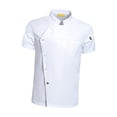 thumbnail image 2 of Chaqueta de chef de manga corta con botones a presión para hombre y mujer, ropa de verano para servicio de alimentos 3XL Talla Blanco, 2 of 8
