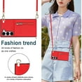 thumbnail image 4 of Crossbody Wallet Case for Samsung Galaxy S23, PU Leather Zipper Handbag Purse Flip Cover with Kickstand Case for Samsung Galaxy S23 ZP Red, 4 of 17