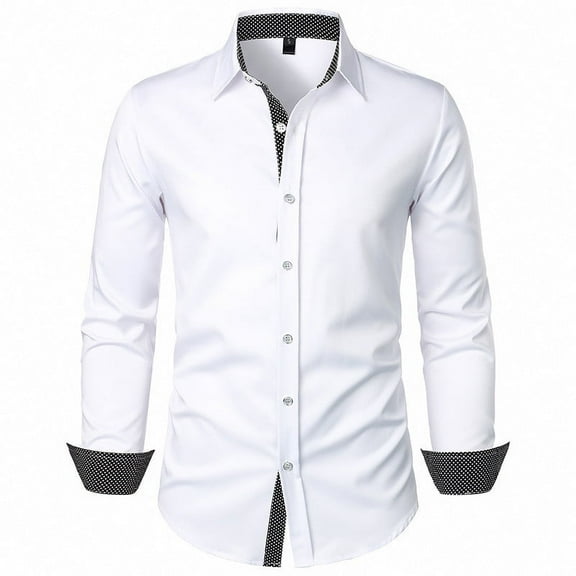 ShomPort Men's Stand Collar Shirts Button down Long Sleeve Business Dress Shirt Casual T-Shirt