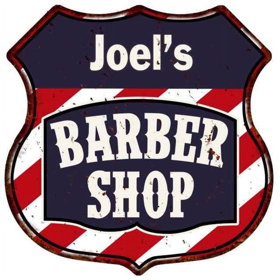 Joel's Barber Shop Gift Shield Metal Sign Hair Gift 211110020136