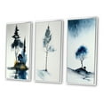 thumbnail image 3 of Designart "Blue Watercolor Tree by Rural Cottage II" Landscape Forest Framed Wall Art Set Of 3 - Blue Forest Frame Gallery Wall Set For Home Decor, 3 of 6