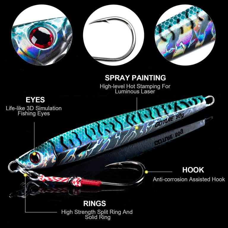 Saltwater fishing 5 pack 6/0 31022 Mustad UV Glow Tube hooks Striper jig  lure