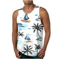 thumbnail image 1 of Camiseta sin mangas de cuello redondo para hombre, estilo informal, con estampado hawaiano, sin mangas, deportiva, con cuello redondo, 1 of 4