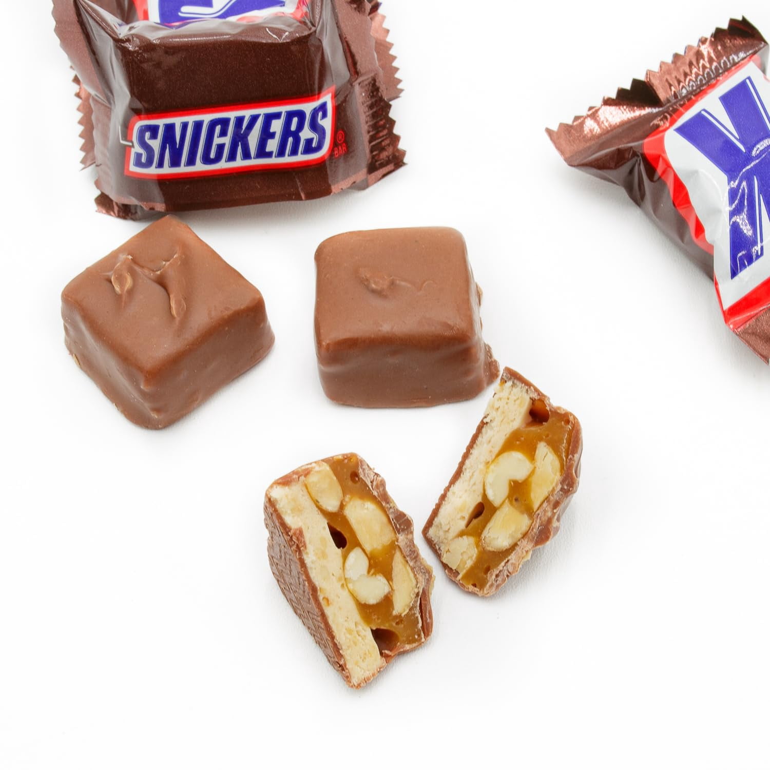 MINIS Milk Chocolate Candy Bars 1 lb – Bulk Bag, Bite Size, Roasted & Nougat & Caramel, Individually Wrapped (55 Pieces)