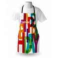 thumbnail image 3 of Birthday Apron Vibrant Colorful Letters Scattered Broken Text Puzzle Like Display Graphic Print, Unisex Kitchen Bib Apron with Adjustable Neck for Cooking Baking Gardening, Multicolor, by Ambesonne, 3 of 3