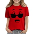 thumbnail image 6 of Auroural Girls Short Sleeve Shirts Size 8-10 Short Sleeve Shirts for Girls Kids Boys Girls Solid Color Cute Expression Print Short Sleeve Loose Comfortable T-Shirt Top Boys Summer Tops, 6 of 6
