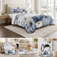 thumbnail image 4 of 3 Pieces Queen Quilt Set,Thanksgiving Navy Pumpkin Soft Bedding Sets with 1 Quilt & 2 Pillow Shams,Eucalyptus Leaves on Farm Wood Summer Bedspread Lightweight Coverlet Comforter for All Season, 4 of 5
