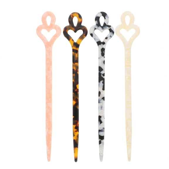IBASETOY 4pcs Hair Bun Accessories Retro Hair Stick Acetate Hairpin Holds Chignon for Women Ceremony