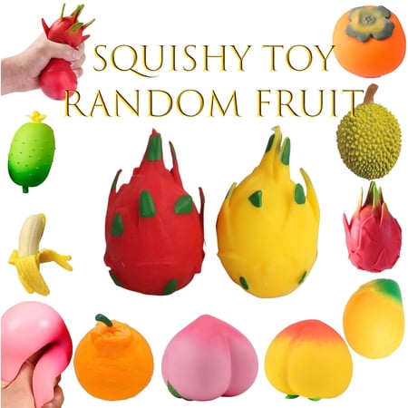 Random Fruit Squishy Peach or Dragon Fruit or Cucumber or Orange or Durian or Persimmon Soft Slow Rising Stress Relief Toy Portable Fidget Toy Surprise Fruit Squeeze Toy Affordable Under $10