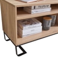 thumbnail image 5 of 60" Media Entertainment Console 4 Compartments Metal Base & wood Light Oak Brown, 5 of 7