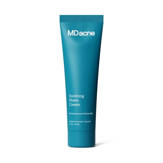 Crema de afeitar MDacne para pieles propensas al acné - Calmante sin aceite Elimina cortes e infecciones por quemaduras de afeitar - Reduce la irritación de la piel y previene golpes y rasguños al afe