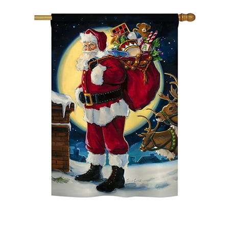 Winter Christmas Decor - Breeze Decor - Moonlit Santa Winter - Seasonal Christmas Impressions Decorative Vertical House Flag 28