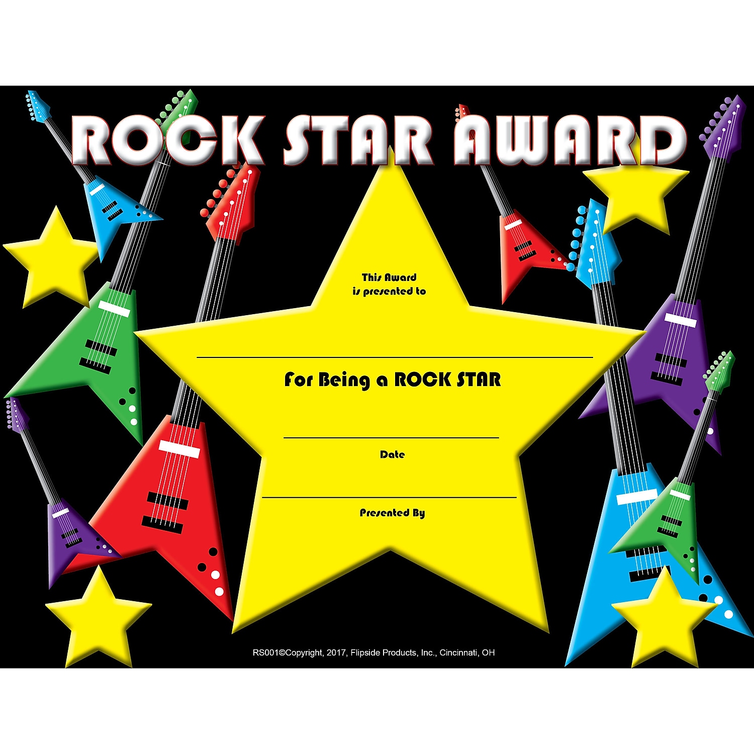 Flipside Rock Star Award Certificate 8.5'' x 11'' 30 Per Pack 3 Packs (FLPRS001)