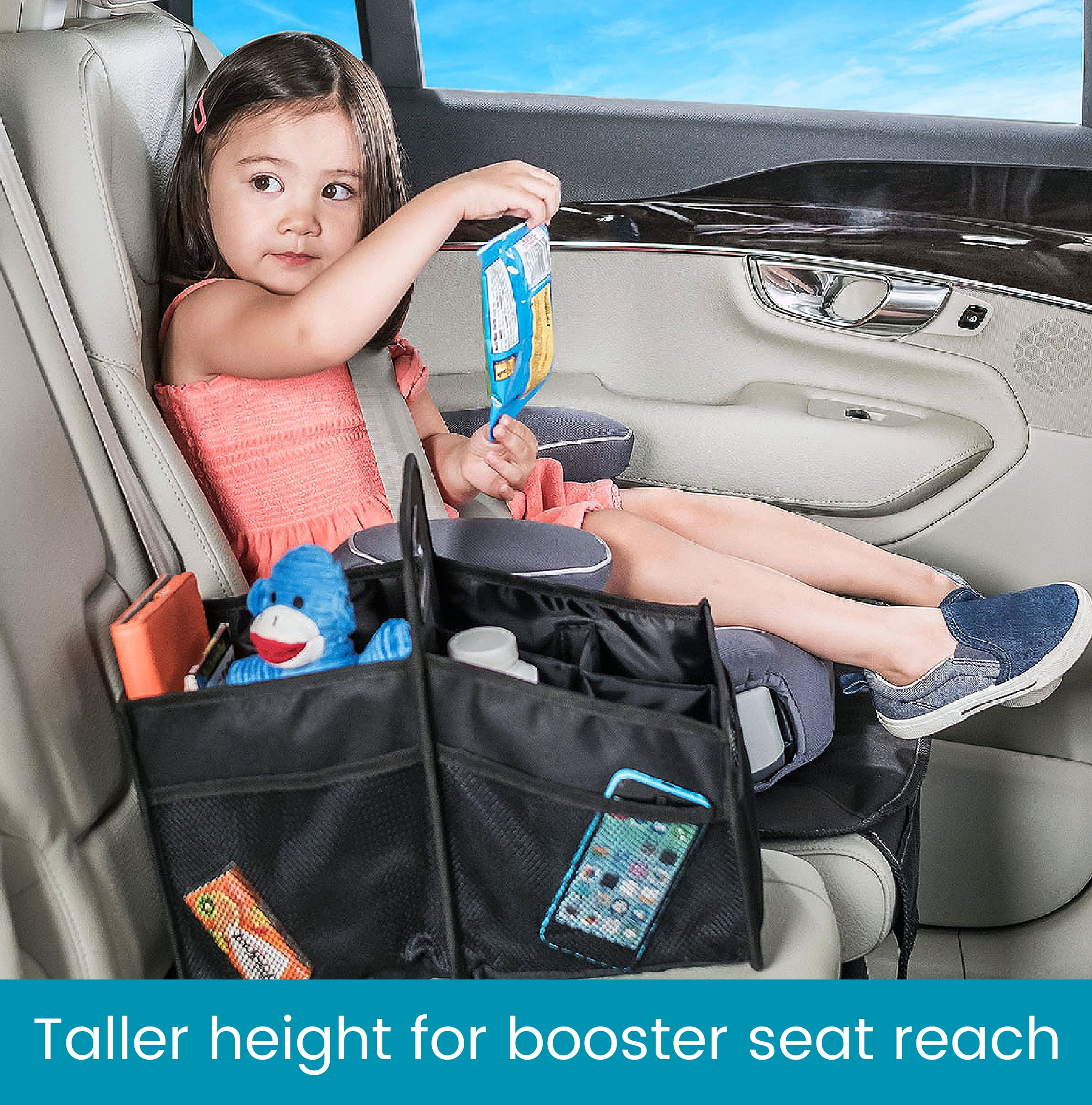 High Road Car Seat Organizer for the Front Passenger or Back Seat with Cup Holder Dividers and Easy Carry Handle Black