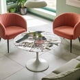thumbnail image 4 of Bird Tree Branch Leaves Elastic Fitted Round Table Cover Vintage Postmark Waterproof Outdoor Tablecloth for Holiday Party, Picnic, Patio & Dining Fits Tables Up to 36"-44", 4 of 8