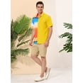 thumbnail image 4 of INSPIRE CHIC Camisas de patchwork con bolsillo en el pecho y manga corta con botones y estampado hawaiano para hombre Amarillo M, 4 of 6