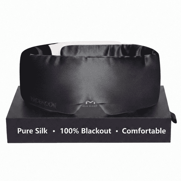 FACEMOON 100% Mulberry Silk Sleep Mask, Light-Blocking Eye Mask Blindfold for Nighttime Sleep and Daytime Naps, Soft Silk Eye Cover for Women Men Adults