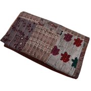 Indian Handmade Khambadiya Patchwork Kantha Quilt Queen Size Kantha Bedspread Kantha Throw Embroidery Assorted Patchwork Quilt