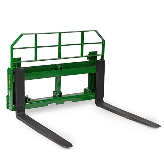 Titan Attachments Hook and Pin Pallet Fork Frame Attachment with 48in Fork Blades, Fits John Deere Tractors, Rated 6,000 LB