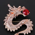 thumbnail image 4 of Hommes Rétro Style Dragon Broche Corsage Broche Chinois Style Parti Badge Bijoux Or + Rouge, 4 of 9