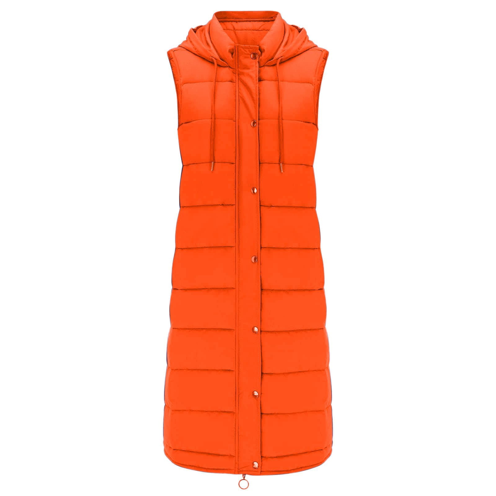 Womens Puffer Vest Sleeveless Hooded Long Quilted Vests Zip Up Lightweight Puffy Winter Jackets Gilet with Pockets