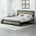 thumbnail image 2 of KATIDAP Queen Size Bed Frame with Headboard, Platform Bed Frame with Charge Station, Easy to Assemble, Wooden Mattress Foundation, Washed gray, 2 of 10